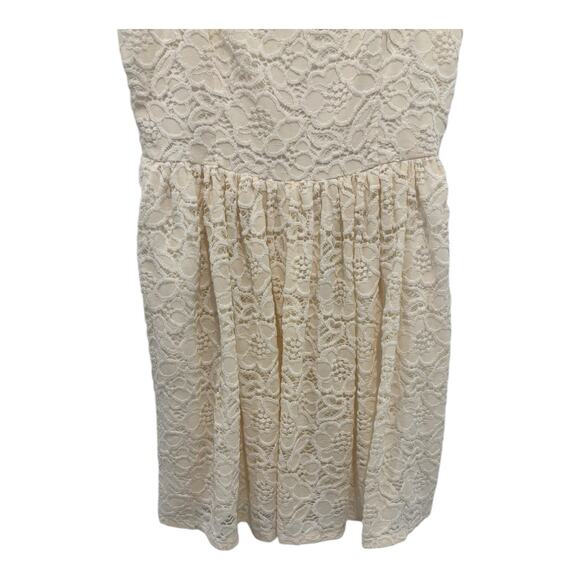 Abercrombie Fitch Mini Dress Womens Large Beige Floral Eyelet Lace Fairy Boho - Picture 3 of 10